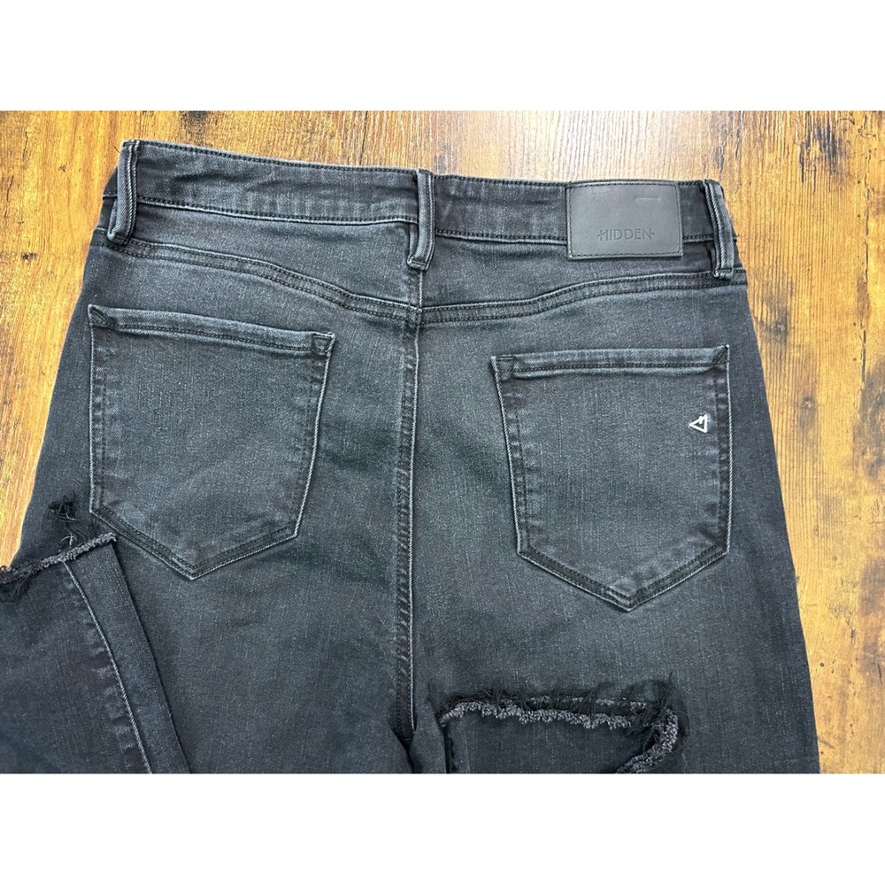 Hidden Jeans Womens High Rise Wide Leg Raw Frayed Hem Faded Black Denim Size 31 - Picture 6 of 7